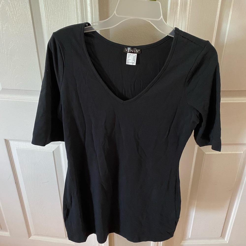 Black skirt and top from two different designers.